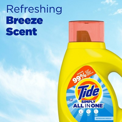 Tide Simply Liquid Laundry Detergent, Refreshing Breeze Scent, 24 Loads, 32 fl oz, All-In-One Detergent