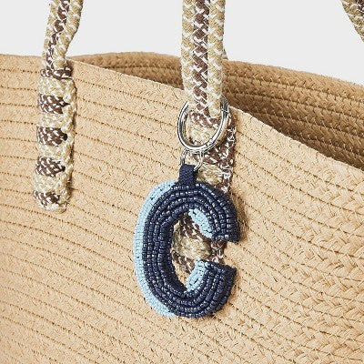Beaded Monogram Letter C Bag Charm - A New Day Blue