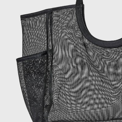 Packable Cut Out Mesh Tote Handbag - Shade & Shore Black