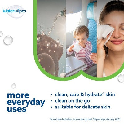 WaterWipes Sensitive+ Hydrating Boost Wipes, 3-In-1 Cleans, 99% Water with Aloe Vera, Unscented & Hypoallergenic Baby Wipes - 240ct