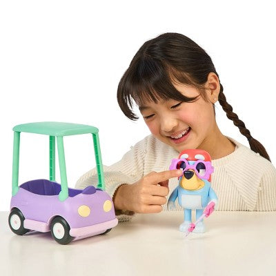 Bluey Chat Mates Figure & Vehicle - Granny Car & Janet: Plastic Interactive Toy with BBC License