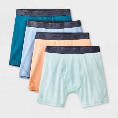 Boys' 4pk Mesh Boxer Briefs - All In Motion Green/Orange/Blue L