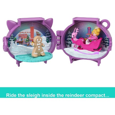 Polly Pocket Holiday Connects Bundle, Stackable Compact Playset with Micro Doll Accessories, & Pet