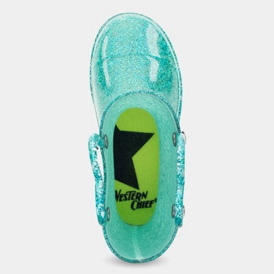 Western Chief Toddler Girls Abby Glitter Boots - Teal Green 5T