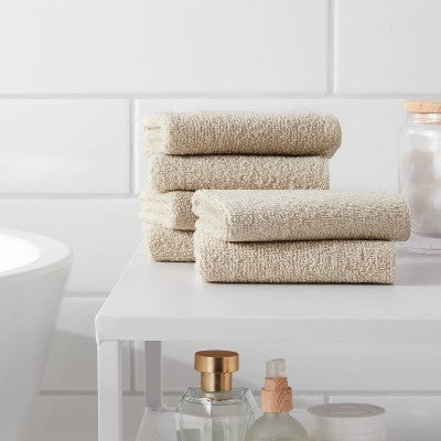 6pk Washcloth Set Tan - Room Essentials
