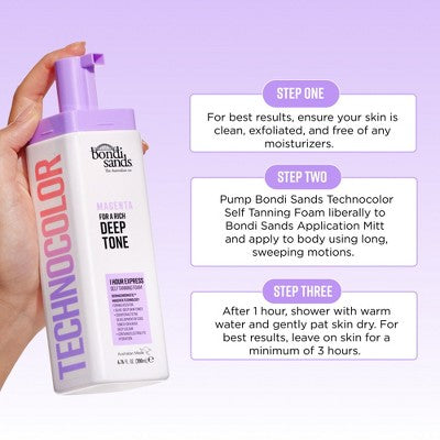 Bondi Sands Technocolor 1 Hour Express Self Tanning Foam Magenta - 6.76 fl oz