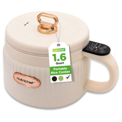 NutriChef 1.6L Multi-Functional Portable Electric Rice Cooker - White, with Ceramic Coating (LOCAL PICKUP ONLY)