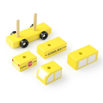 Wood Stacking Vehicle School Bus - Bullseye's Playground