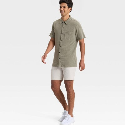 Men's Short Sleeve Button Down Shirt - All In Motion Green XXL