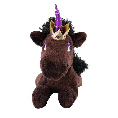Animal Adventure 4.5'' Afro Unicorn Laying Unicorns Plush Dark Brown