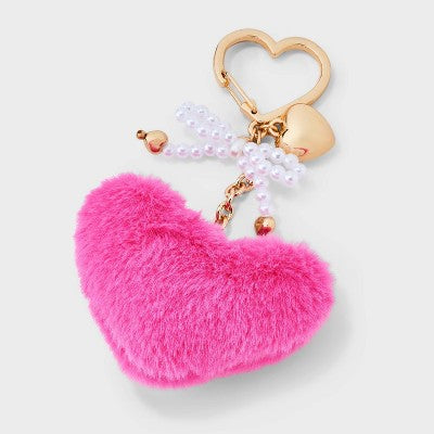 Girls' Heart Bag Charm - art class Pink: Lobster Claw Clasp, Polyester, Acrylic, Zinc Alloy