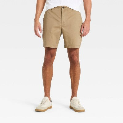 Men's 7" Flat Front Shorts - Goodfellow & Co Tan 28