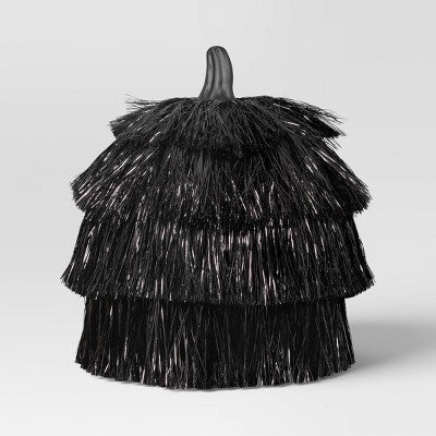 Large Fringed Pumpkin Figurine - Hyde and EEK! Boutique Black