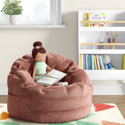 Settle In Kids' Bean Bag Chair Rose - Pillowfort: Toddler Seat, Indoor Use, Polystyrene Beads, Handle & Pocket (LOCAL PICKUP ONLY)