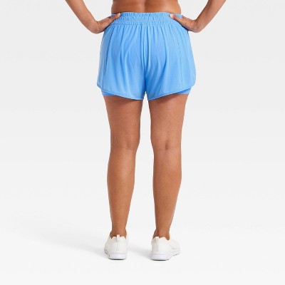 Women's Mid-Rise Mesh Run Shorts 3" - All In Motion Blue XS