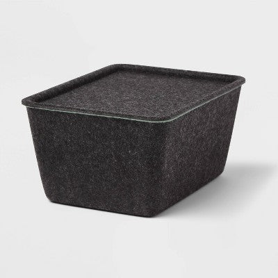 Pop Color Felt Bin Charcoal/Green - Brightroom