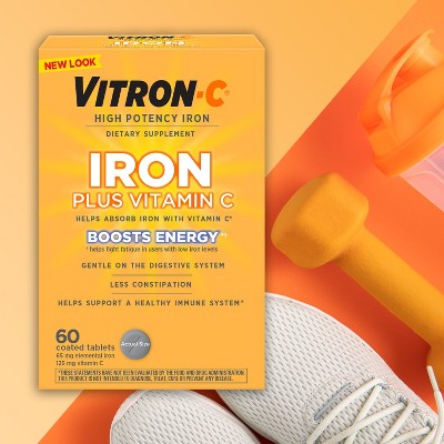 Vitron-C Iron with Vitamin C Immune Support Vegan Supplement Tablet - 60ct