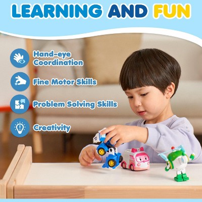 Robocar Poli 4" Transforming Robot - Sandy | Emergency Rescue Vehicle Action Figures | Kids Educational Pretend Play Toy