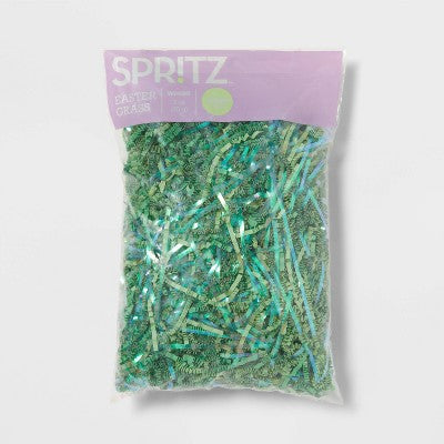 3oz Crinkle Easter Basket Grass Iridescent Green - Spritz
