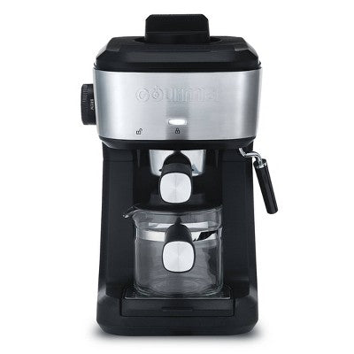 Gourmia 4 Shot Steam Espresso Maker with Frothing Wand Black/Stainless Steel Finish