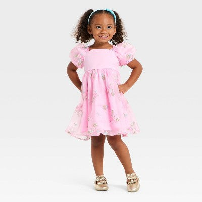 Toddler Girls' Mad Engine Floral Embroidered Dress - Pink 2T