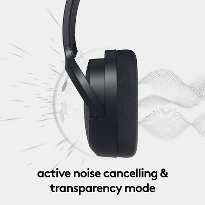 Active Noise Cancelling Bluetooth Wireless Over-Ear Headphones - heyday Black: Built-In Mic, Detachable Cable