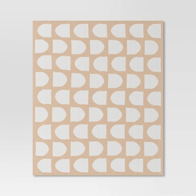 Reversible Knit Geo Throw Blanket Neutral/Ivory - Threshold: Midweight Jacquard Fabric, 50x60"