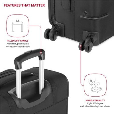 SWISSGEAR Zurich Softside Medium Checked Suitcase - Black