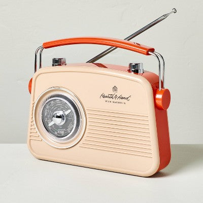 Retro Portable AM/FM Bluetooth Radio Tonal Orange: Hearth & Hand with Magnolia, Rechargeable, USB Cable Included