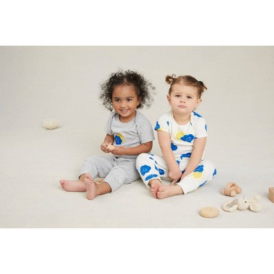 Huggies Baby Boys' 2pk Cloud Organic Pants - Blue/White/Yellow 9M