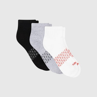 Hanes Men's Absolute Comfort Cushioned Ankle Socks 3pk - Moisture-Wicking, White/Gray/Black 6-12
