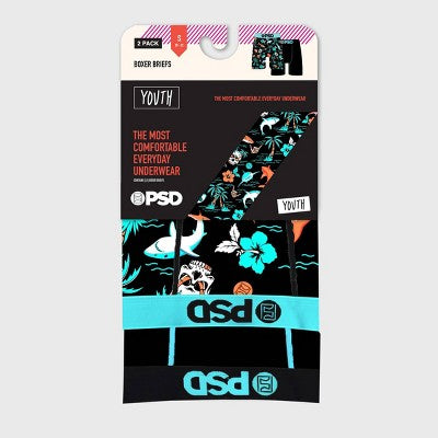 PSD Boys' 2pk Jaw Some Printed Boxer Briefs - Blue/Black M