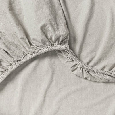 Twin/Twin XL 250 Thread Count Organic Percale Sheet Set Gray Chambray - Threshold: GOTS Certified, Teen & All Ages