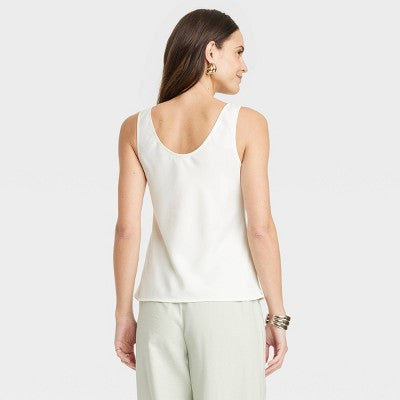 Women's Woven Shell Tank Top - A New Day White XS