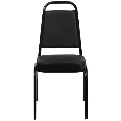 Flash Furniture HERCULES Series Trapezoidal Back Stacking Banquet Chair in Black Vinyl - Black Frame (LOCAL PICKUP ONLY)