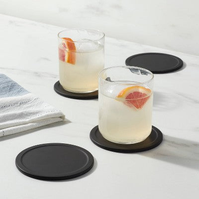 4pk Silicone Coasters Black - Threshold