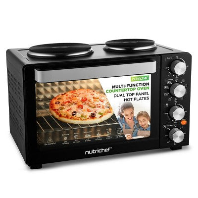 NutriChef 30+ Quart Countertop Convection Oven Cooker - 1500W Heating, Rotisserie, Dual Hot Plates, 120V - Black (LOCAL PICKUP ONLY)