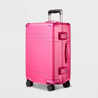 Signature Hardside Trunk Carry On Spinner Suitcase Magenta - Open Story (LOCAL PICKUP ONLY)