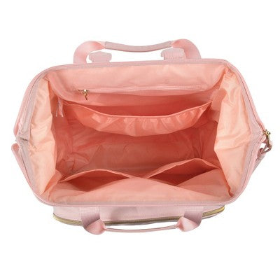 Baby Essentials Diaper Bag - Pink: Stylish Backpack, Polyester Material, Solid Pattern, Spacious Design