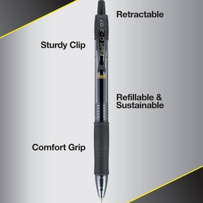 Pilot 3pk G2 Gel Pens Fine Point 0.7mm Black Ink