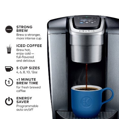 Keurig K-Elite Single-Serve K-Cup Pod Coffee Maker with Iced Coffee Setting - Silver: 75 oz Capacity, Dishwasher-Safe Parts