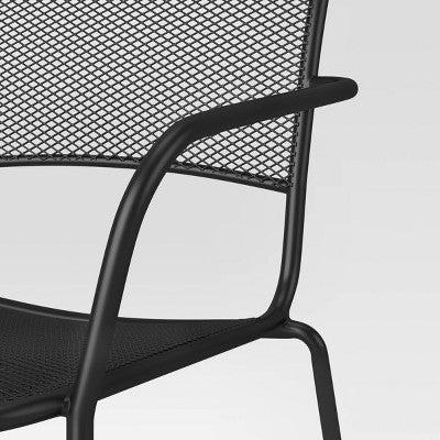 1pc Metal Mesh Stackable Patio Dining Chair Black - Room Essentials (LOCAL PICKUP ONLY)