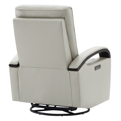 Spruce & Spring Cream Beige Leather Power Recliner Swivel Glider Rocker with Power Headrest (LOCAL PICKUP ONLY)