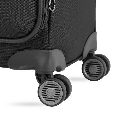 SWISSGEAR Checklite Softside Large Checked Suitcase - Black: 8-Wheel Tear-Resistant Luggage