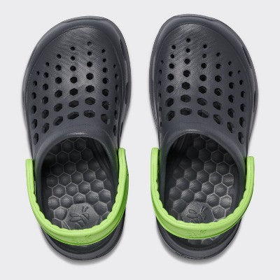 Joybees Toddler Harper Slip-On Clogs - Charcoal/Lime 8-9T