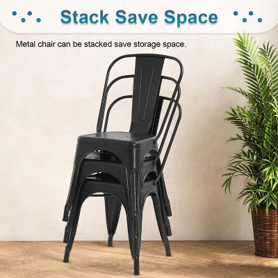 FDW Metal Dining Chair  Restaurants Chairs with Rubber Foot Protectors, Black (LOCAL PICKUP ONLY)