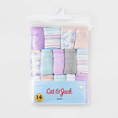 Girls' 14pk 'Bows' Cotton Briefs Underwear - Cat & Jack Purple 8