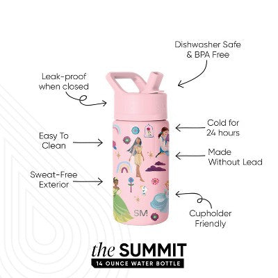 Simple Modern 14oz Summit Disney Princess Water Bottle Light Pink