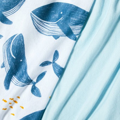 Fitted Jersey Crib Sheet Whales - Solid Blue - 2pk - Cloud Island