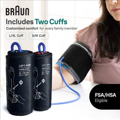 Braun ExactFit 3 Upper Arm Blood Pressure Monitor For Home Use - 2 Cuff Sizes